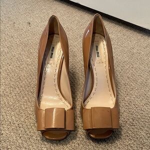 Miu Miu Brown Bow Peep-Toe Heels